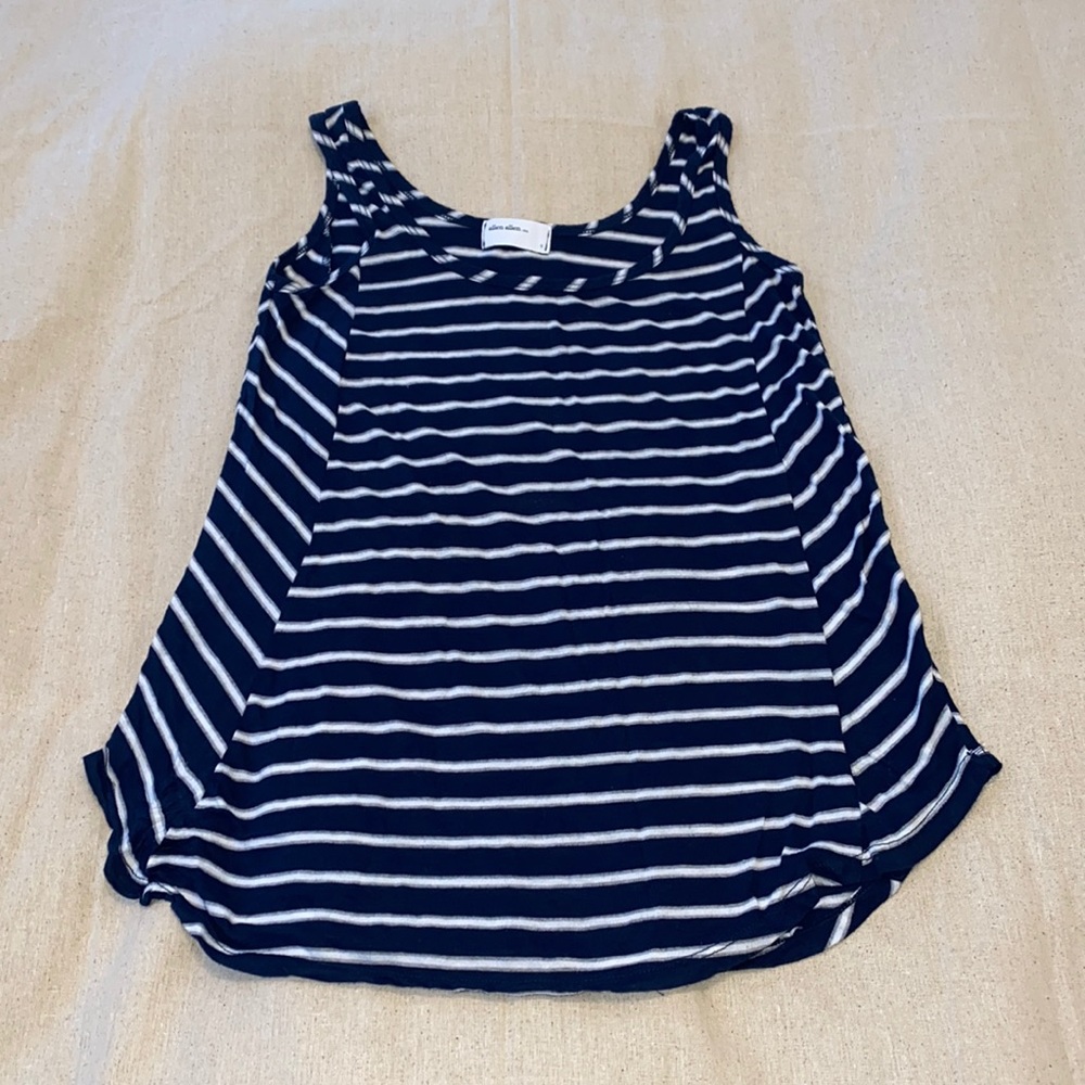 Allen Allen Navy and White Stripe Tank Top